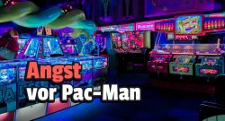 Titelbild Arcadehalle mit Pac-Man mit Text