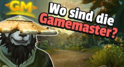 Als Kind wollte ich mal Gamemaster in MMORPGs werden, heute ist diese wichtige Position in Rollenspielen fast ausgestorben - Titelbild zeigt Panda aus WoW mit GM-Zeichen über dem Kopf, neben Text: „Wo sind die Gamemaster?“