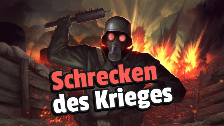 Der 1. Weltkrieg ist der Horror eines neuen Horror-Survival-Spiels auf Steam - Titelbild zeigt Spielcharakter neben Text; „Schrecken des Krieges“