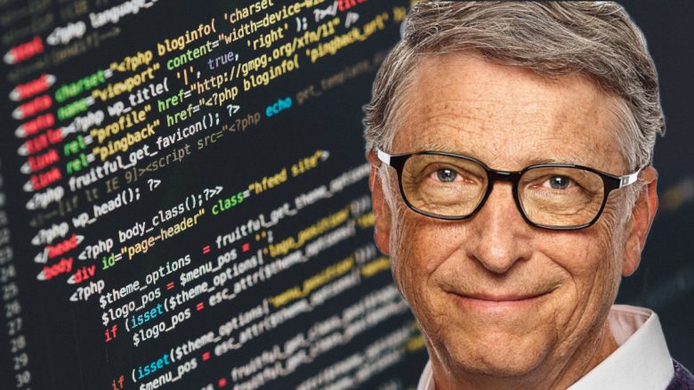 Bill Gates vor Bildschirm