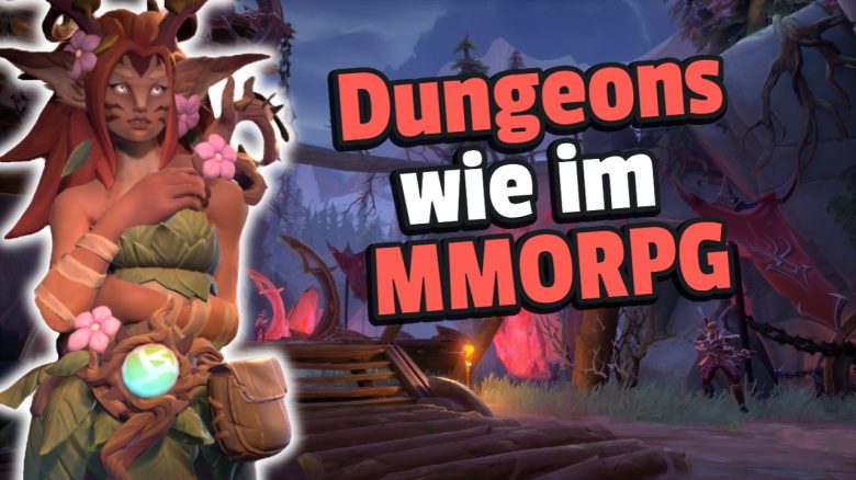 Dank Fellowship kann ich meinen Freunden endlich zeigen, warum ich MMORPGs so liebe, ganz ohne stundenlanges Leveln - Titelbild zeigt Spielfigur neben Text: "Dungeons wie im MMORPG"