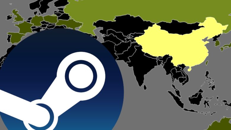 Karte mit hervorgehobenem China und Steam-Logo