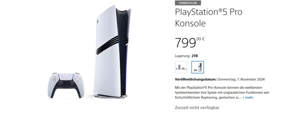 PS5 Pro nicht verfügbar