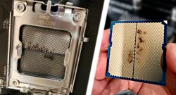 CPU Sockel und CPU mit verbrannten Pins