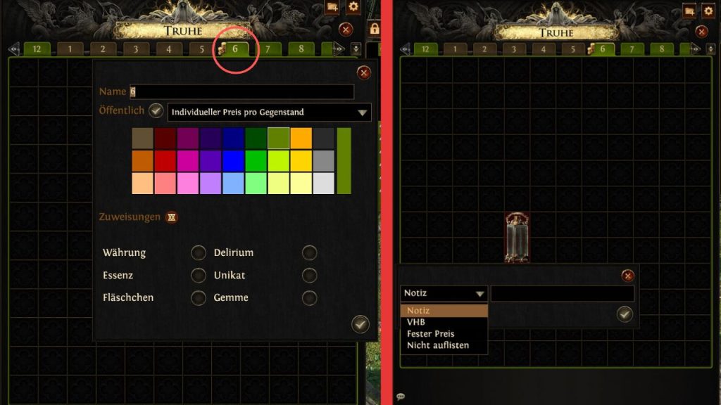 Path of Exile 2 Tradescreen - image shows a premium stash with open options for selling and publishing marketplace offers.