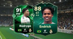 Titel EA FC 25 Karten von Modus Meisterung Rodrygo und EVO Endrick in der Gegenüberstellung