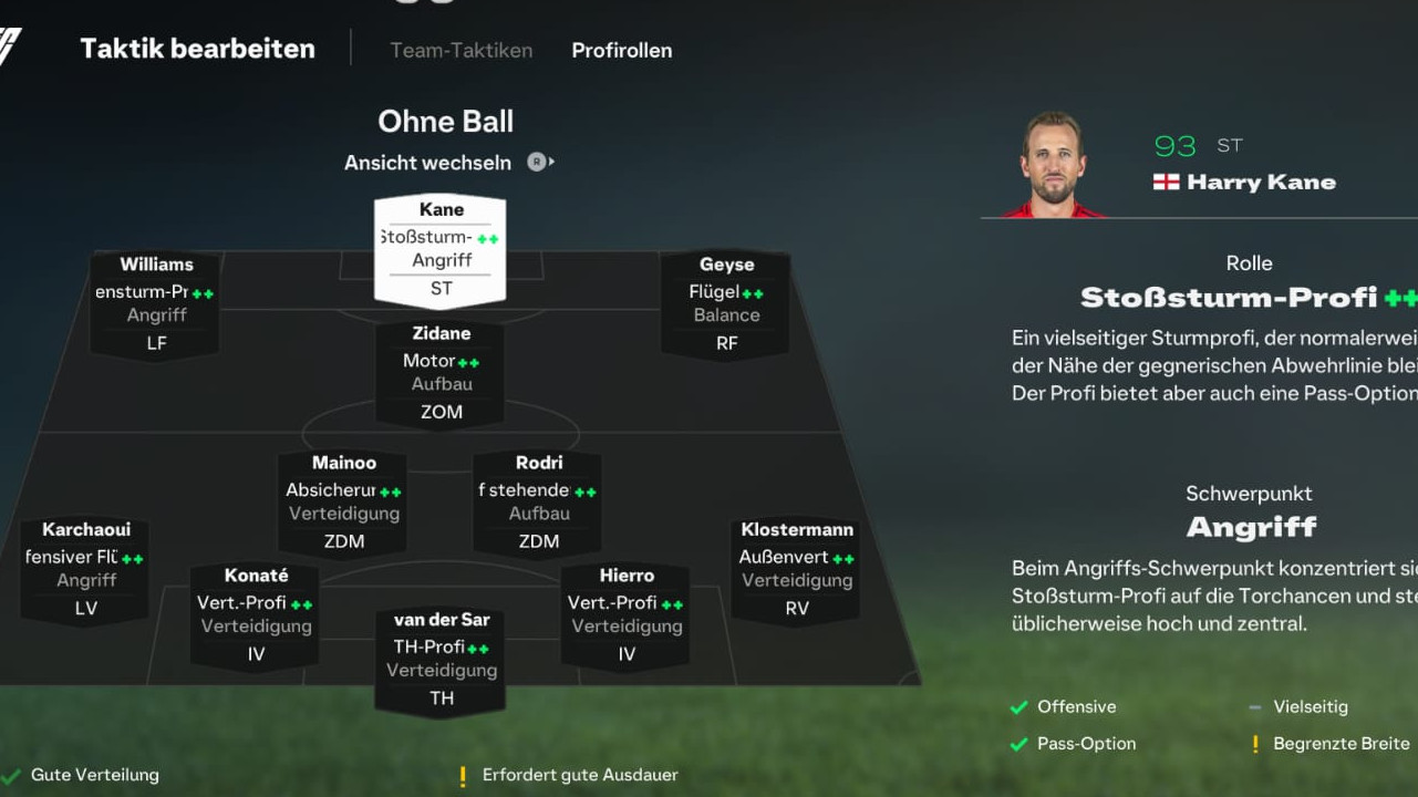 EA FC 25 4-2-1-3 formation with the best player roles