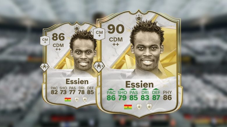Titel EA FC 25 Icon Essien vor und nach der neuen Legenden EVO