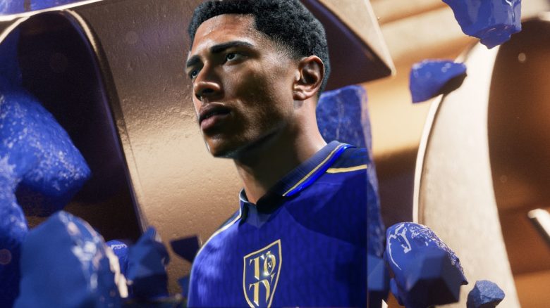 Titel EA FC 25 Team of the Year Hintergrund mit Jude Bellingham im TOTY Trikot