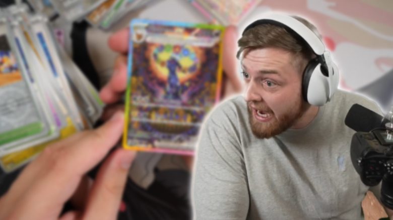 Trymacs complains on Twitch about bad luck with the Pokémon TCG, suddenly holding one of the rarest cards in his hand