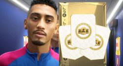 Titel EA FC 25 Raphinha in den Kabinengängen des FC Barcelona mit einer Auswahl an Spielerpacks