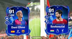 Titel EA FC 25 RTTF Dani Olmo und Szoboszlai schauen auf die Champions League Trophäe