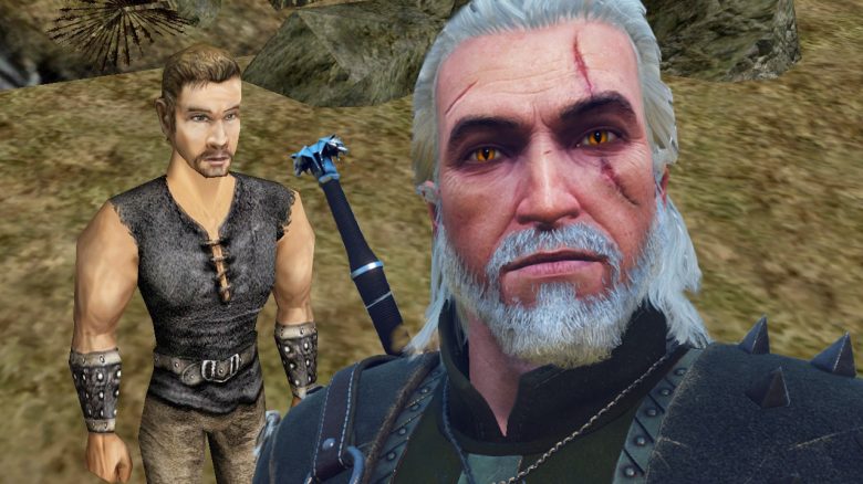 The Witcher 3 Geralt steht vor dem Helden aus Gothic Titel