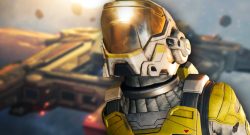 Jump Ship Astronaut mit blurry Raumschiff