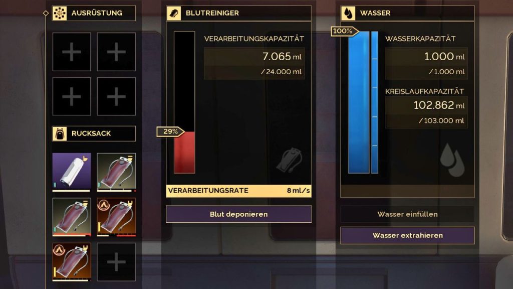 Blutreiniger, der gerade Blut filtert.