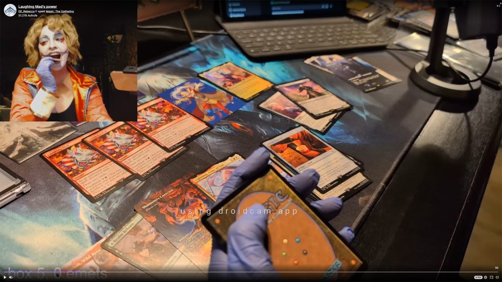 Rebecca Ford eats Kefka Magic the Gathering card