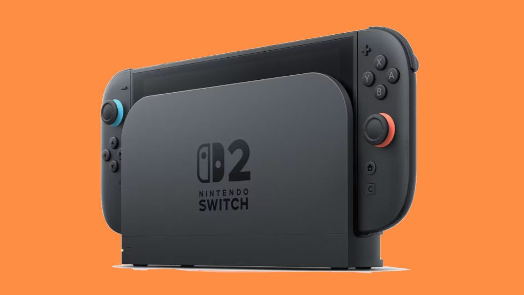 Titelbild Nintendo Switch 2 Schrägansicht mit Dock Orange