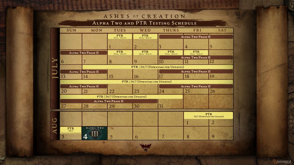 Ashes of Creation: Calendar with Alpha dates