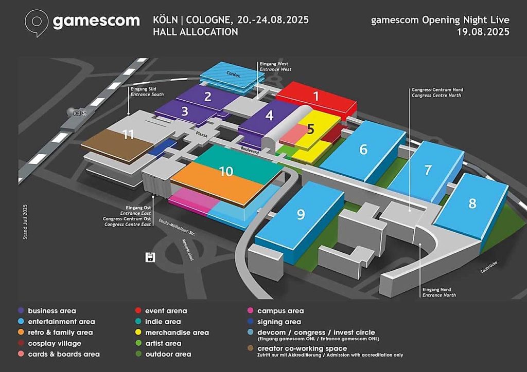 gamescom 2025 Hallenplan