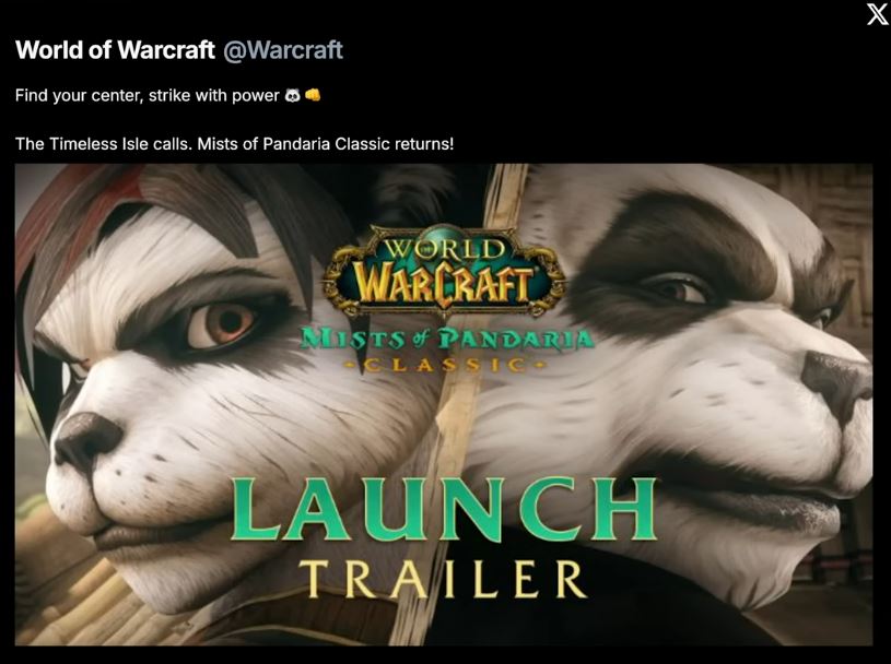 Mists of Pandaria classic timeless Isle tweet