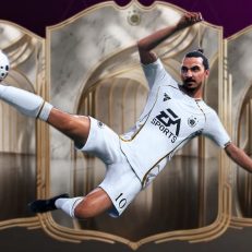Titel EA FC 26 Ibrahimovic während eines Fallrückziehers vor dem neuen Design einer Icon Karte