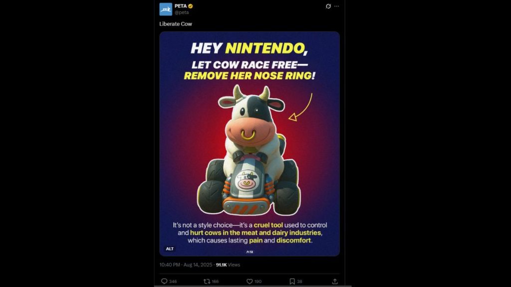 X Post from PETA about the Cowmoo