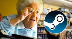 Verwirrte Oma mit Steam Logo