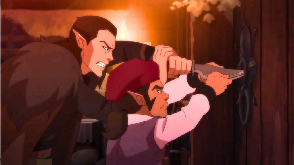 Vax and Scanlan attempt to break down a door