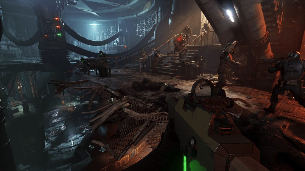 Warhammer 40k Darktide Screenshot City with Enemies