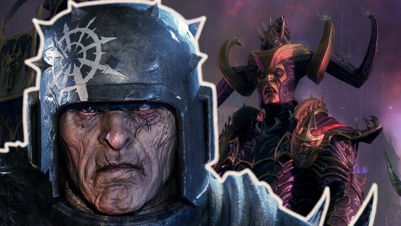 Titelbild, das Bilder aus Warhammer 40.000: Darktide und Total War: Warhammer 3 zeigt