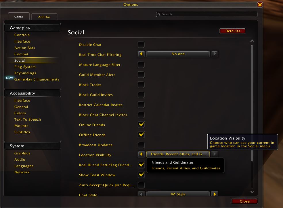 WoW Recent Allies Block