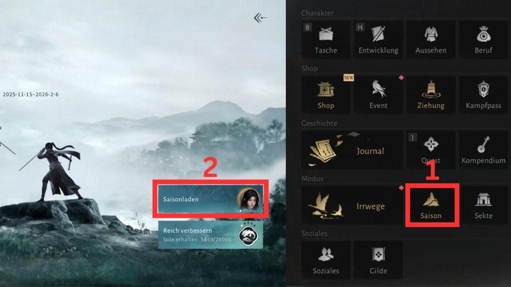 Image guide showing where to find the seasonal shop