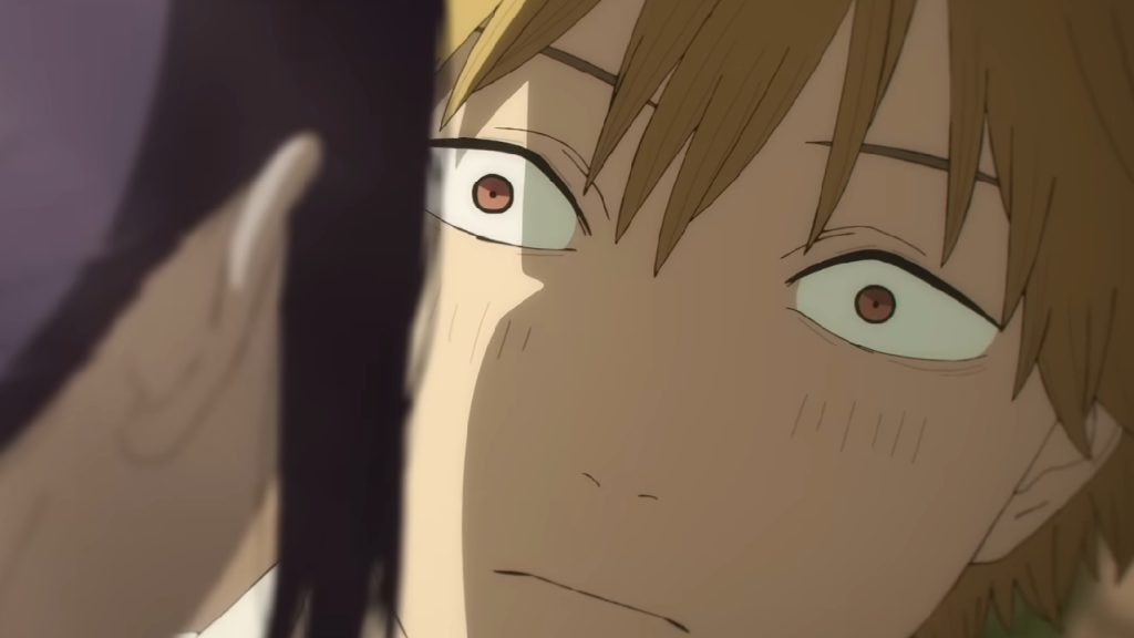 Denji slightly blushing Chainsaw Man movie trailer