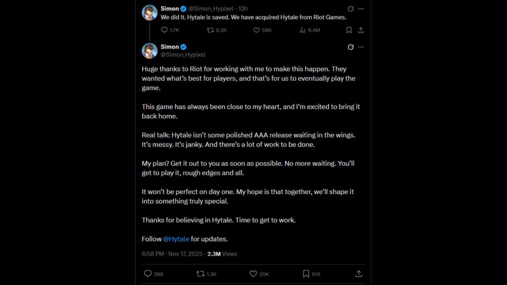 Hytale is saved Post