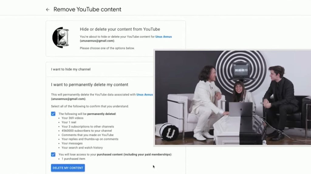 The final moments of the Unus Annus channel.