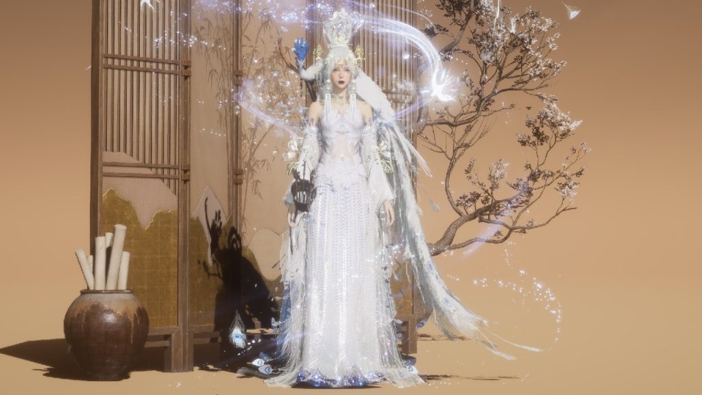 Celestial Mortal skin from Where Winds Meet on a female character.