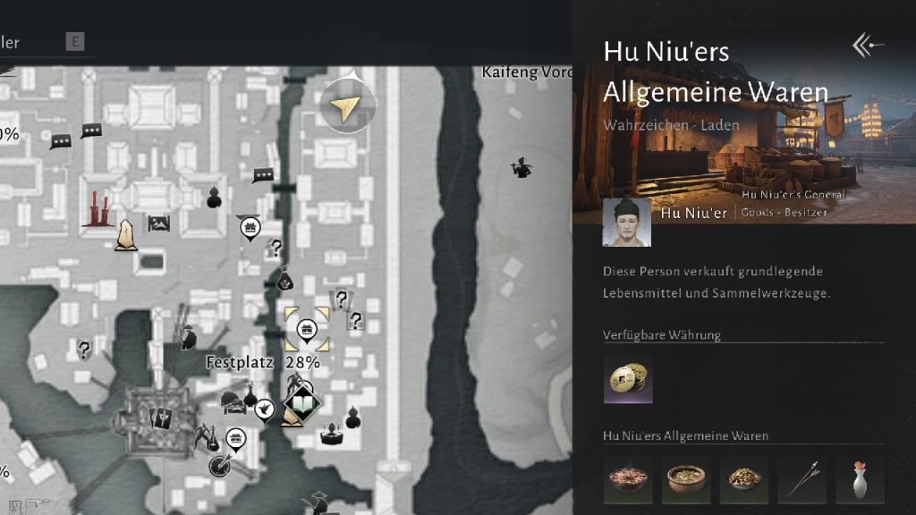 Image guide showing where to find the Kaifeng Hu Niu's general goods