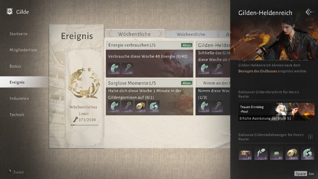 Image shows guild menu