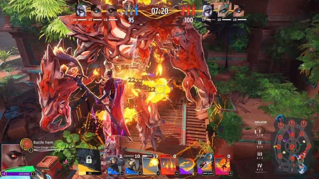 Der Fire Elementalist bekämpft den Titanen.