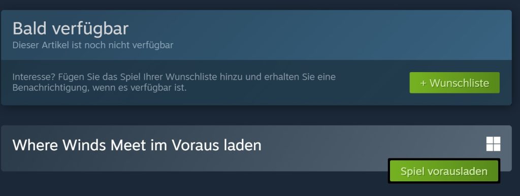 Steam Where Winds Meet noch nicht verfügbar
