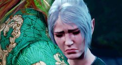 Baldurs gate 3 shadowheart traurig an Schulter Titel