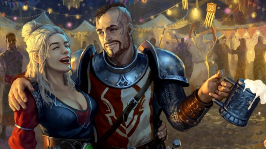 Bild zeigt zwei Charaktere aus Drakensang: Online auf einem Fest