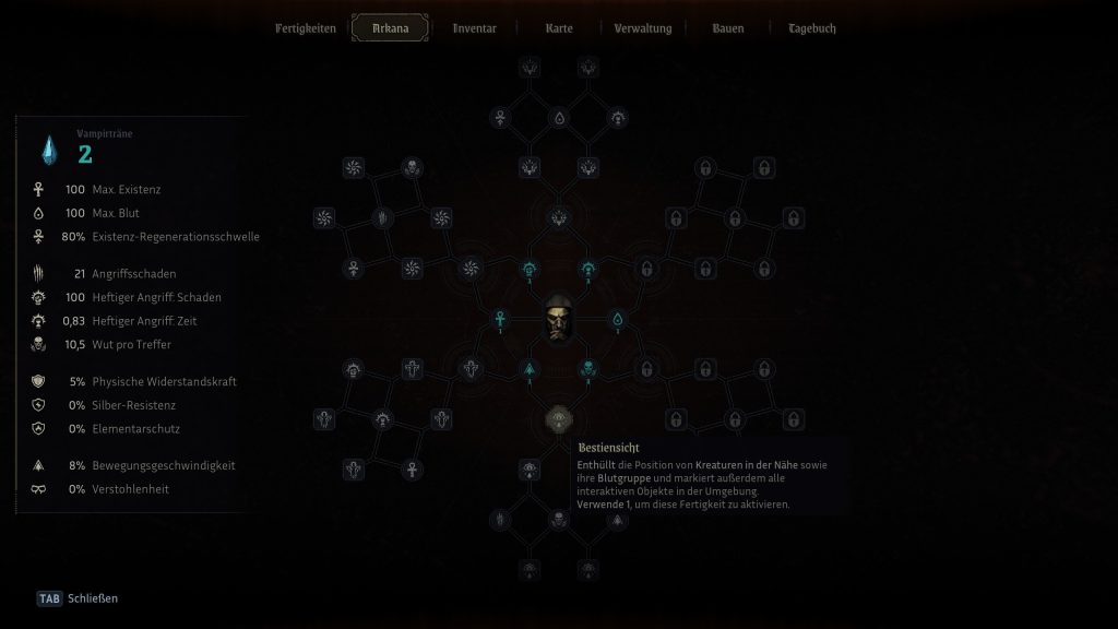 Vampires Bloodlord Rising Screenshot Skills Bestiensicht