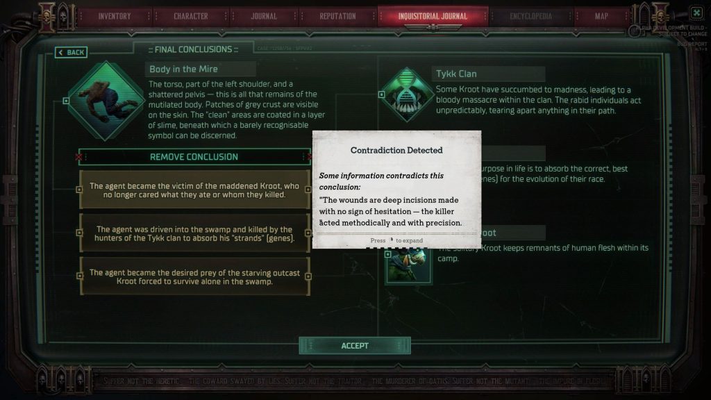 warhammer 40k dark heresy screenshot case conclusion contradiction