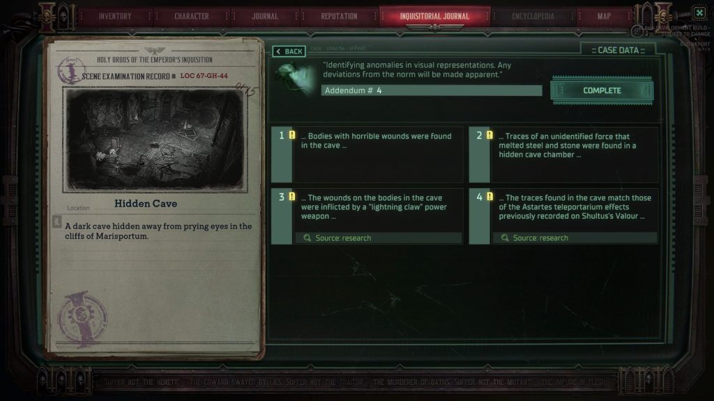 warhammer 40k dark heresy screenshot case research