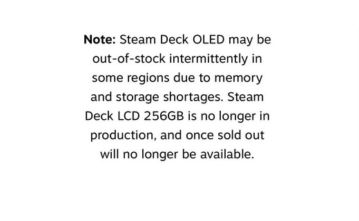 Steam Deck sold out notice from Valve
