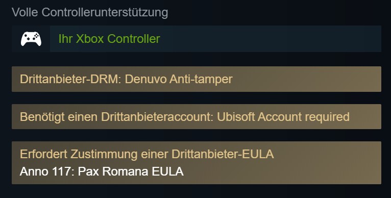 Anno 117 on Steam: Clear indication of Denuvo