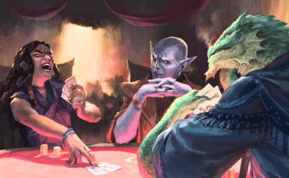 DnD-Personen spielen Karten