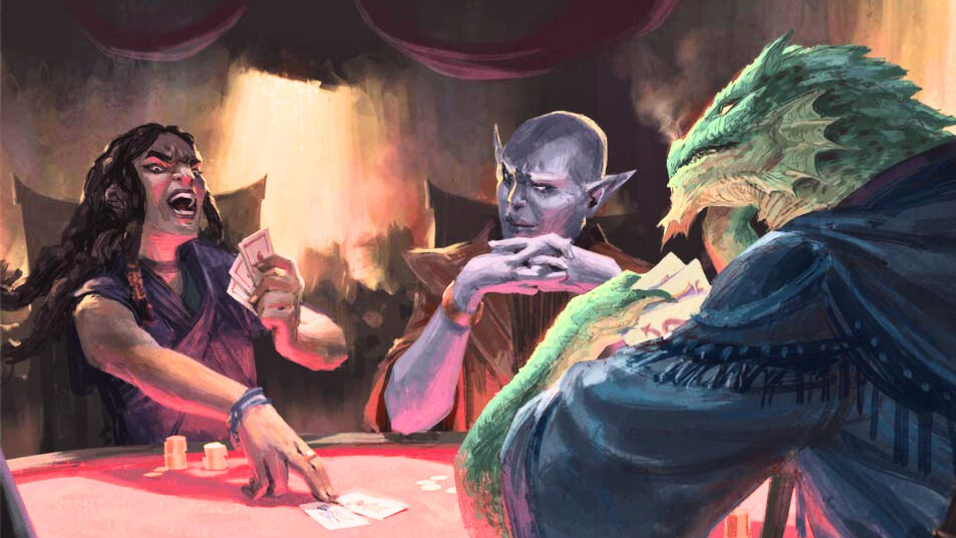 DnD-Personen spielen Karten