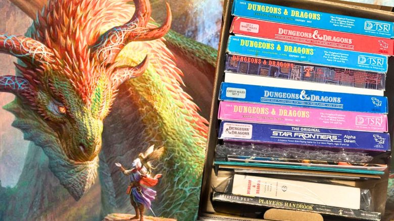 Drache D&D und alte Bücher